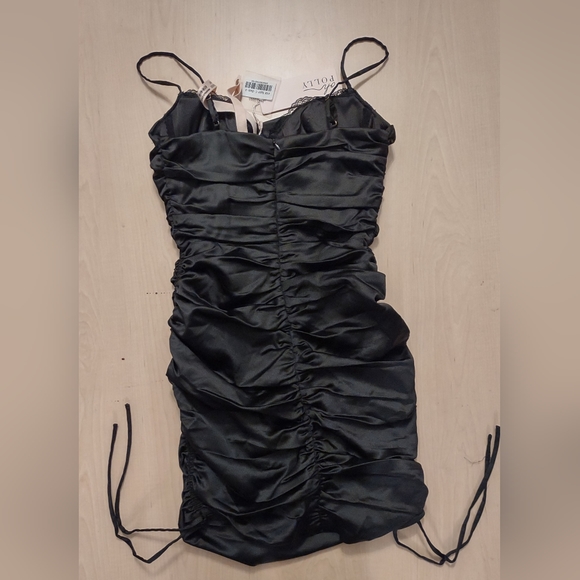 ALL FOR YOU Lace Trim Satin Mini Dress - Picture 5 of 6